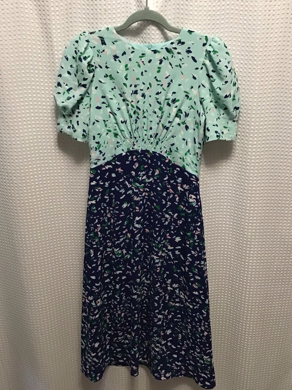 Vince Camuto Mint and Navy Floral Midi Dress